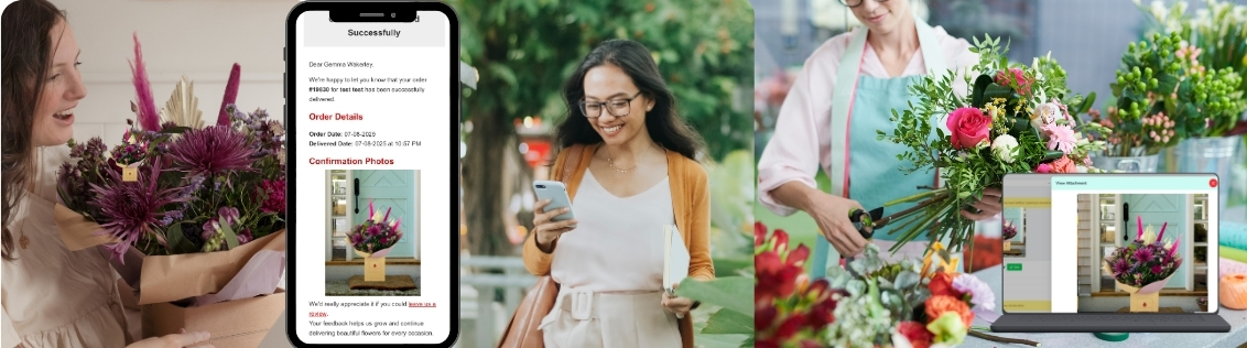 Photo proof of a flower delivery at the customer doorstep